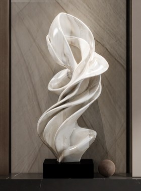 新中式艺术e飘带抽象落地雕塑酒店大堂摆件别墅会所售楼处软装饰