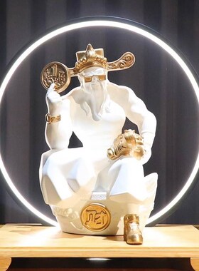 创意肌肉财神爷网红招财树v脂摆件客厅玄关办公室结婚潮牌装饰品