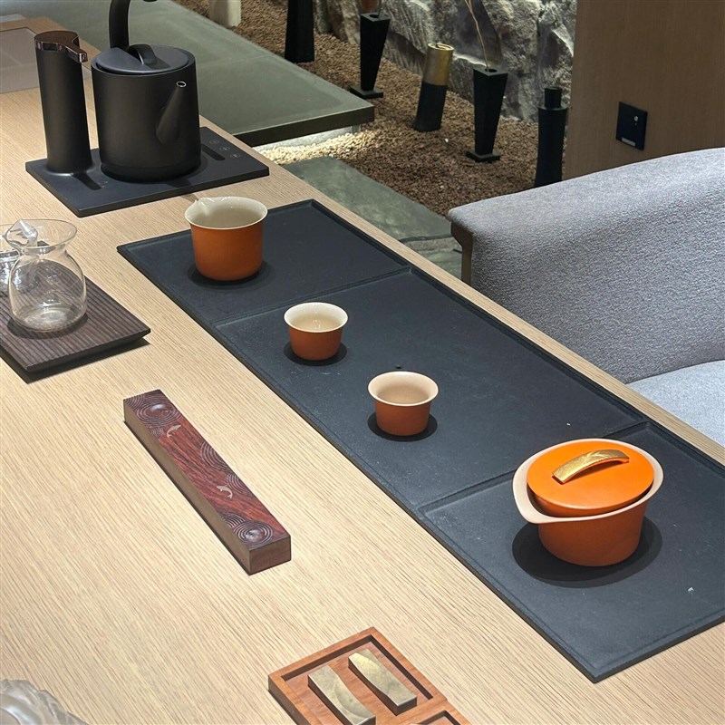 现代岩板茶桌椅组合高级办公家用客厅实木茶台茶几茶室泡茶桌家具 - 图3