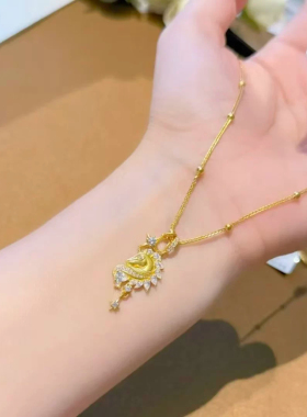 半糖甜心金色镶钻独角兽锁骨链