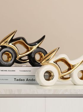 摩托机车摆件客厅电视柜装饰品酒柜房间卧室书房摆设轻奢高档陶瓷