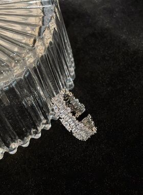 戒指2025新款爆款925纯银戒指女天然锆石满钻素圈新款ins小众个性