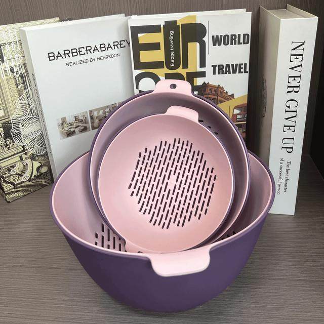 【6件套双层沥水篮】双层果蔬沥水篮生活厨房神器家用水果盘洗菜,淘宝优惠券,粉丝福利购,淘宝优惠卷