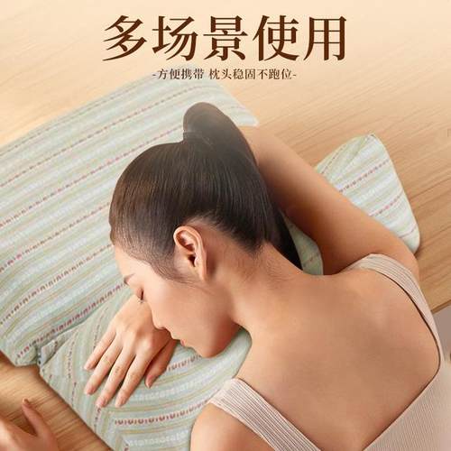 【大凉山苦荞枕】三角护颈枕头荞麦壳针织防棉连体枕家用反弓枕可 - 图1