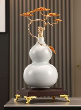 陶瓷葫芦摆件客厅旺宅客厅玄关装饰品宋代美学高档珐琅彩乔迁礼物