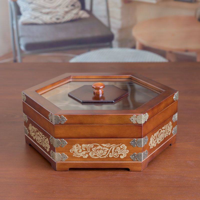 实木分格带盖双层创意客厅家用木质果盘瓜子坚果零食双层干果盒子,淘宝优惠券,粉丝福利购,淘宝优惠卷