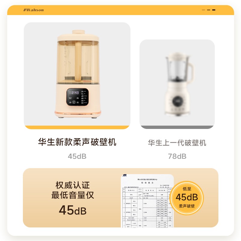 wahson/华生多功能破壁机免过滤料理机家用轻音豆浆机878A+XZG10 - 图1