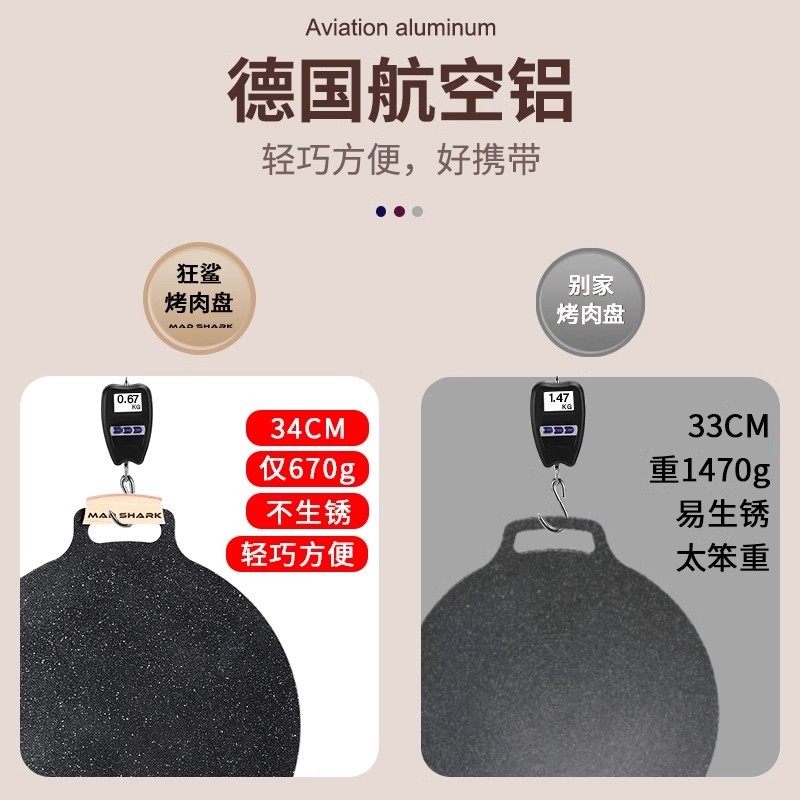 狂鲨烤盘户外烧烤肉盘卡式炉韩式电磁炉麦饭石不粘锅煎盘家用便捷,淘宝优惠券,粉丝福利购,淘宝优惠卷