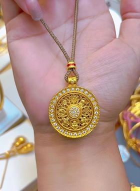 八宝盘配链中式复古爆款奢华旋转罗盘百搭好运吊坠项链时来运转
