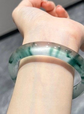 高冰独龙玉手镯玉镯子正圈玉石绿色女款冰种飘花翡翠色石英岩贵01