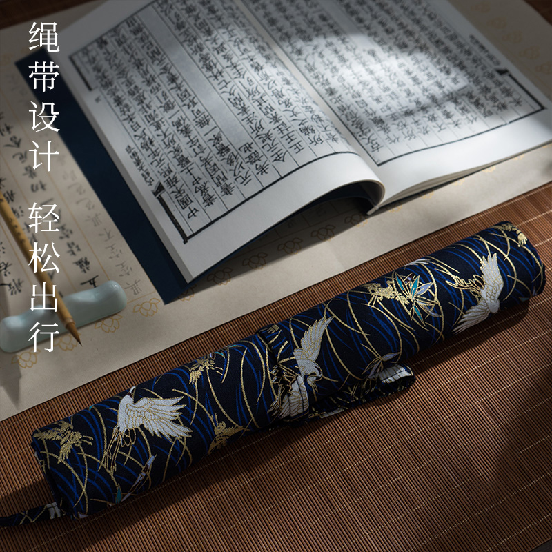 【专区46元任选3件】布艺毛笔笔帘大容量中国风笔帘卷笔袋便携水 - 图2