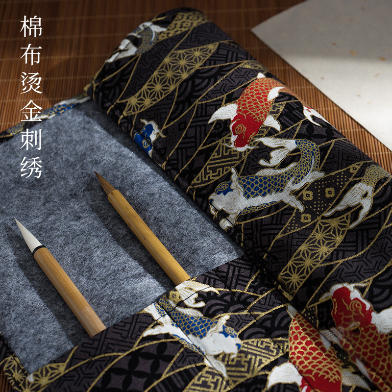 【专区46元任选3件】布艺毛笔笔帘大容量中国风笔帘卷笔袋便携水 - 图1