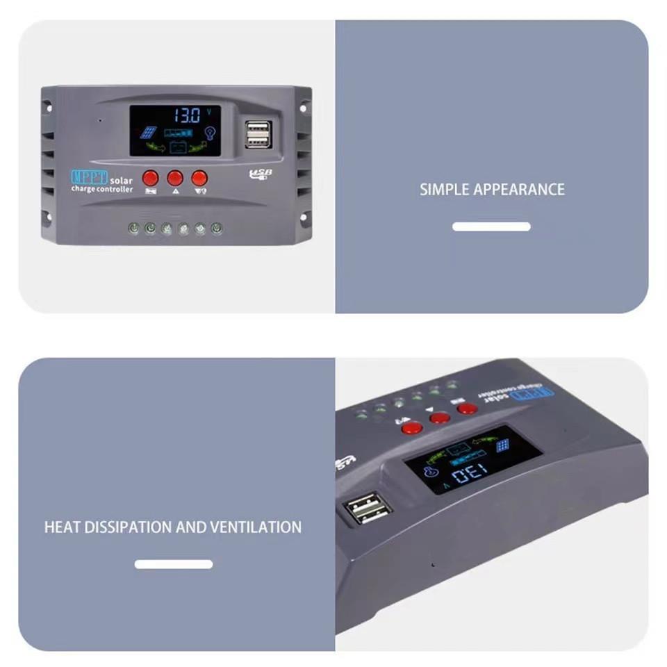 12V24VMPPT太阳能充电控制器10A20A30A保护电瓶智能控制带DC双USB - 图1