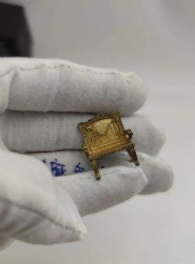 黄铜回忆板凳中式座椅袖珍迷你龙椅摆件模型古典复古官椅模型模拟