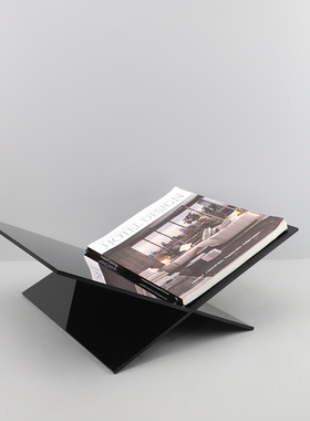 简约黑色压克力杂志架摆件家居书房桌面收纳透明展示架书柜装饰品