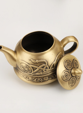 源头厂家铜壶摆件批发家用铜茶壶桌面铜壶摆件山水壶酒壶