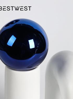 博西家居 北欧抽象几何弯曲树脂摆件家居软装饰品样板间工艺品