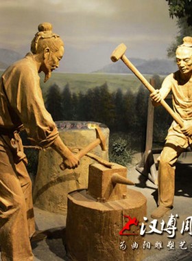 民俗文化小品传统手工艺打铁匠冶铁雕塑玻璃钢铸铜人物雕像订制做