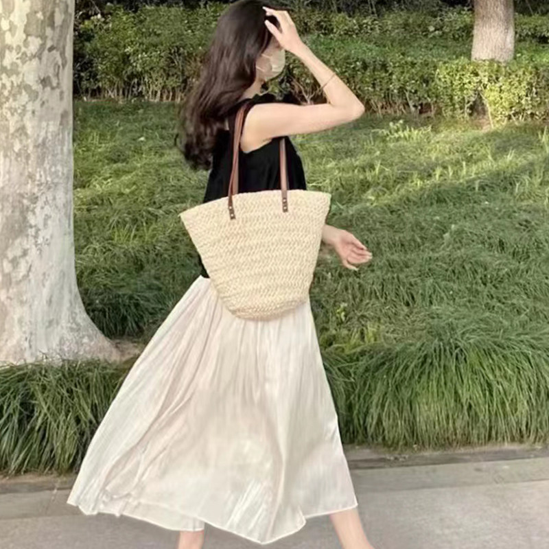 孕妇连衣裙套装时尚洋气时髦夏辣妈黑色无袖宽松上衣半身裙两件套,淘宝优惠券,粉丝福利购,淘宝优惠卷