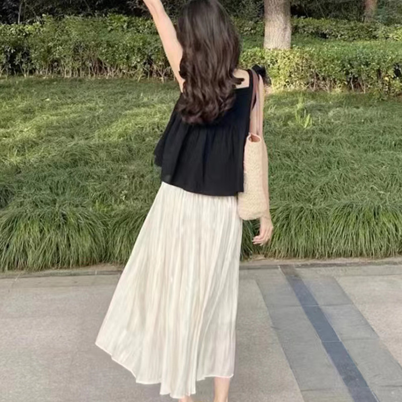 孕妇连衣裙套装时尚洋气时髦夏辣妈黑色无袖宽松上衣半身裙两件套,淘宝优惠券,粉丝福利购,淘宝优惠卷