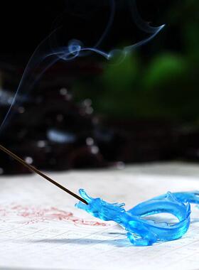 敖丙琉璃游龙笔搁香插毛笔架文房装饰摆件居家客厅桌面朋友送礼