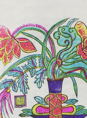 传统年画陕西凤翔木版年画四季平安木板雕刻套色水印年画纯手工