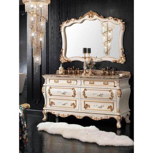 新款欧式浴室柜落地式红橡木实木双盆洗手台洗脸盆卫浴柜组合法式 - 图2