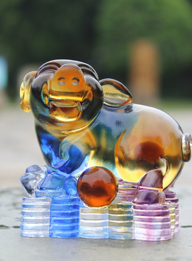 汉风古法琉璃招财元宝十二生肖琉璃马摆件