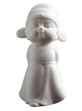 创意陶瓷人物摆件中国白白瓷茶玩茶宠花宠车载装饰品茶道花道配件