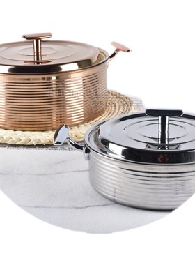 样板房厨房不锈钢双耳汤锅装饰创意样板房间软装摆件锅具饰品摆件