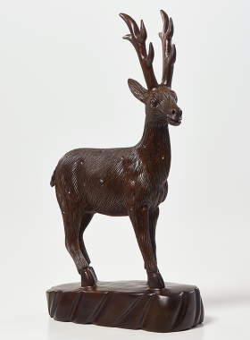黑檀木雕鹿摆件实木创意家居家装饰品客厅酒柜茶几电视柜桌面玄关