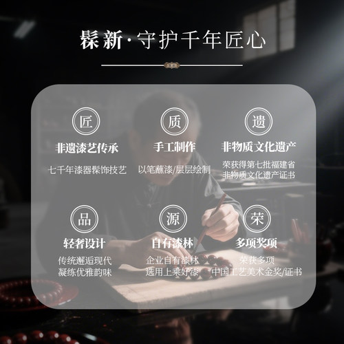 髹新非遗大漆单珠手串鎏渲原创花纹散珠漆器饰品diy配件文玩珠子 - 图2