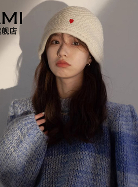 AMI女装系列联名爱心针织帽女2026新款秋冬季保暖护耳毛线帽显脸9