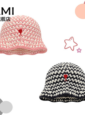 AIM 韩系女士新款条纹拼色大头围针织渔夫帽秋春保暖显脸小盆帽