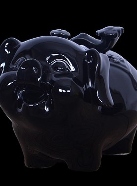 十二生肖陶瓷黑猪摆件招财风水补角镇宅家居乔迁办公室工艺品摆设