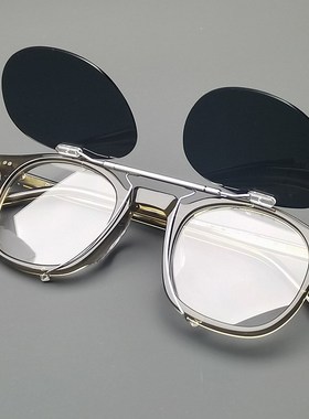 板材日式近视框架配夹片翻盖墨镜双层复古可拆卸偏光开车太阳眼镜