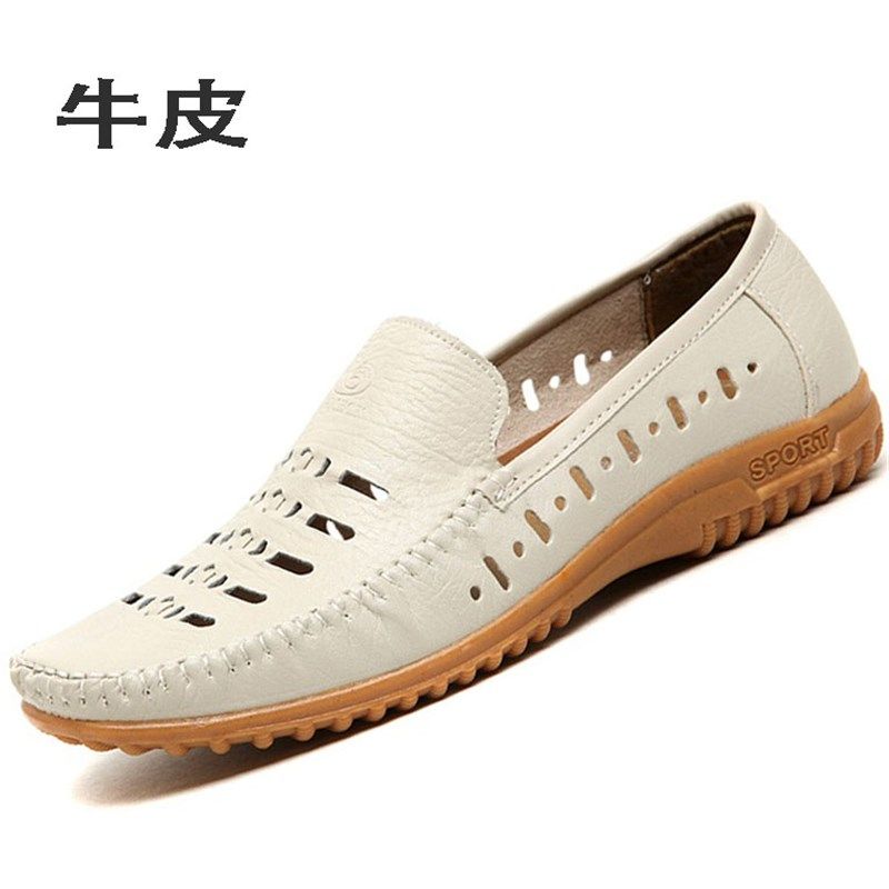 春夏软底驾车鞋真皮休闲鞋中老年豆豆男鞋米白色单鞋浅色爸爸皮鞋,淘宝优惠券,粉丝福利购,淘宝优惠卷