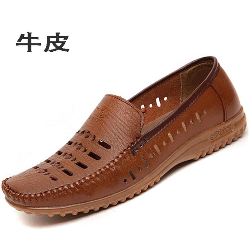 春夏软底驾车鞋真皮休闲鞋中老年豆豆男鞋米白色单鞋浅色爸爸皮鞋,淘宝优惠券,粉丝福利购,淘宝优惠卷