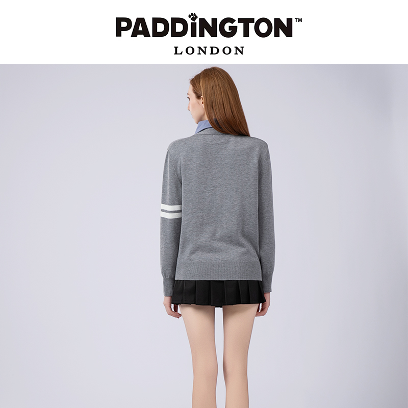 PADDINGTON帕丁顿熊美式休闲春季新款情侣针织衫显瘦开衫外套女