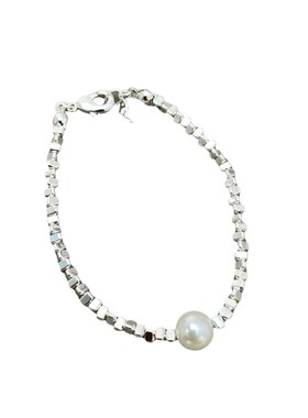 不规则碎银子珍珠吊坠项链女高级设计感锁骨链简约轻奢气质脖颈链