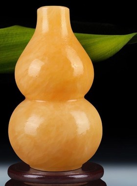 天然原石雕刻米黄玉葫芦摆件化解厨房煞气工艺品玉雕装饰招财纳福