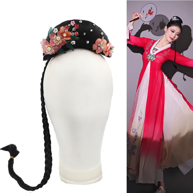古典舞蹈表演头饰桃李杯独舞良宵艺考头饰发饰假发套装扇子舞头饰 - 图1