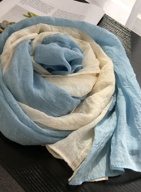 丝巾女春秋c薄款长新款纯色拼接棉麻围巾护颈披肩文艺韩版百搭纱