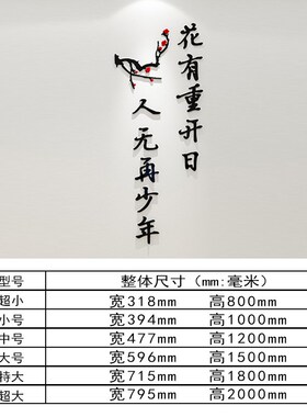 诗词文字中式班级教室布置初x中高中励志标语装饰国学3d立体墙贴