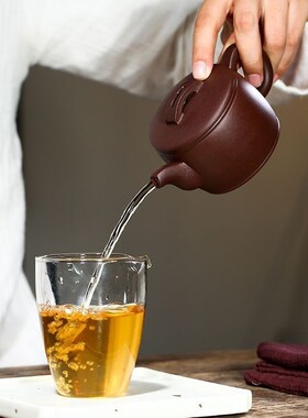 正宗宜兴小容量i紫砂壶原矿紫泥球孔汉瓦壶一人功夫泡茶壶茶具150
