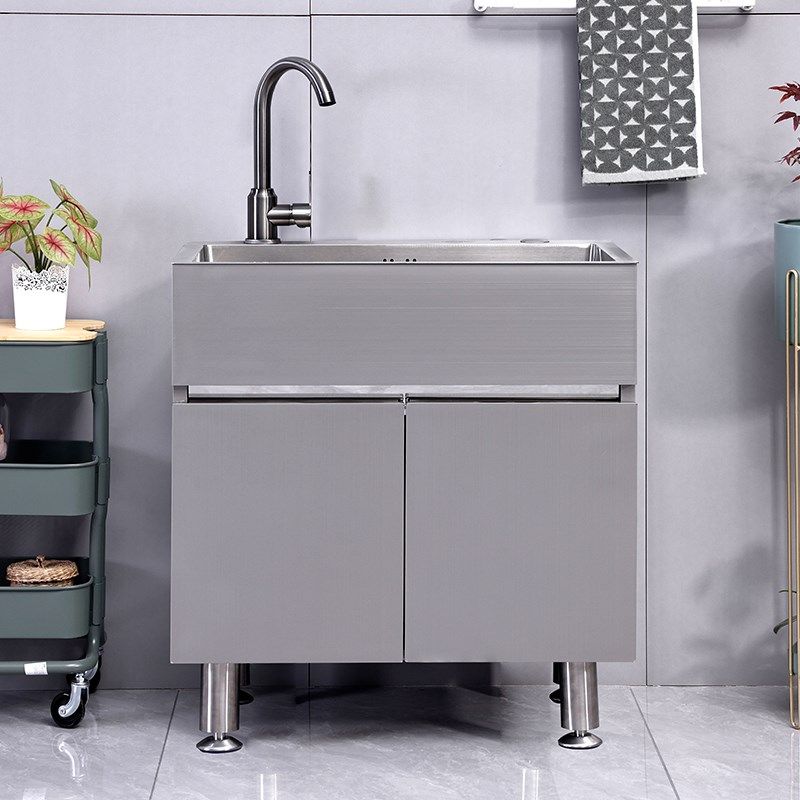 小户型不锈钢一体水槽柜阳台洗衣柜厨房洗碗柜洗菜池落地式浴室柜,淘宝优惠券,粉丝福利购,淘宝优惠卷