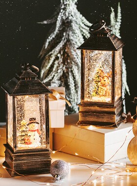 下雪花女生旋转风灯音乐盒水晶球八音盒圣诞节礼物圣诞老人圣诞树