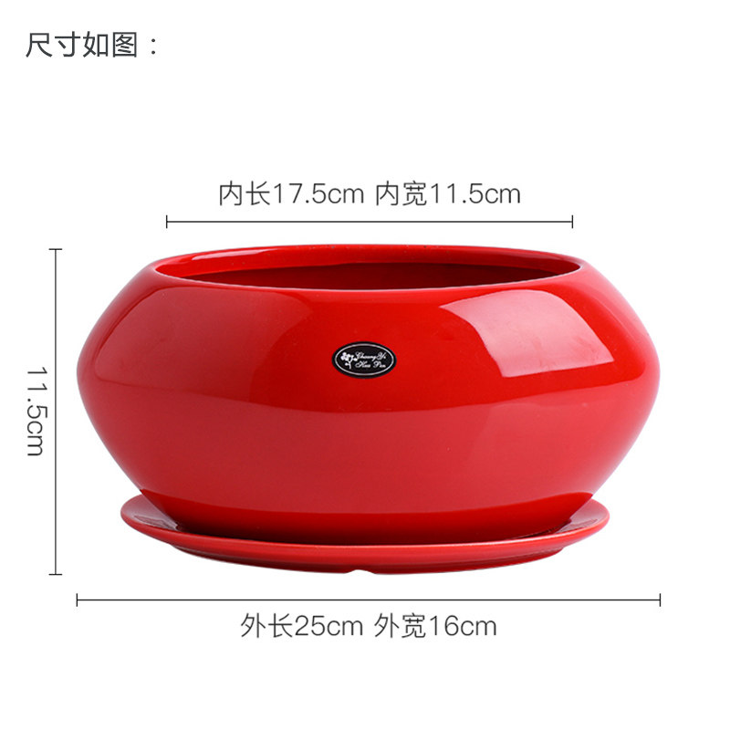陶瓷花盆北欧简约创意椭圆形花卉带托盘家用客厅绿植绿萝兰花盆景,淘宝优惠券,粉丝福利购,淘宝优惠卷