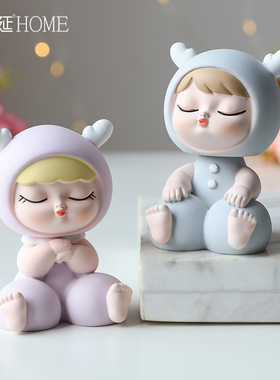 北欧可爱少女心房间布置小摆设治愈系创意儿童卧室客厅装饰品摆件