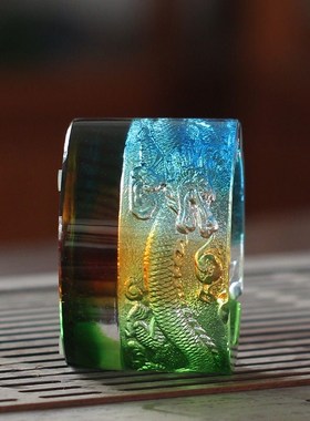 琉璃圆龙烟灰缸居家客厅茶几办公桌面摆放装饰送礼工艺礼品摆件